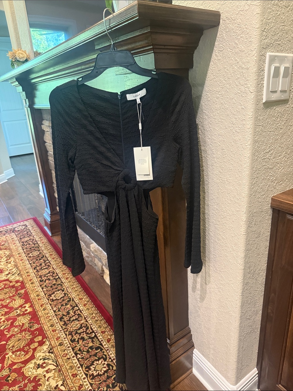 Likely Black Long-Sleeve Knot-Front Maxi Dress